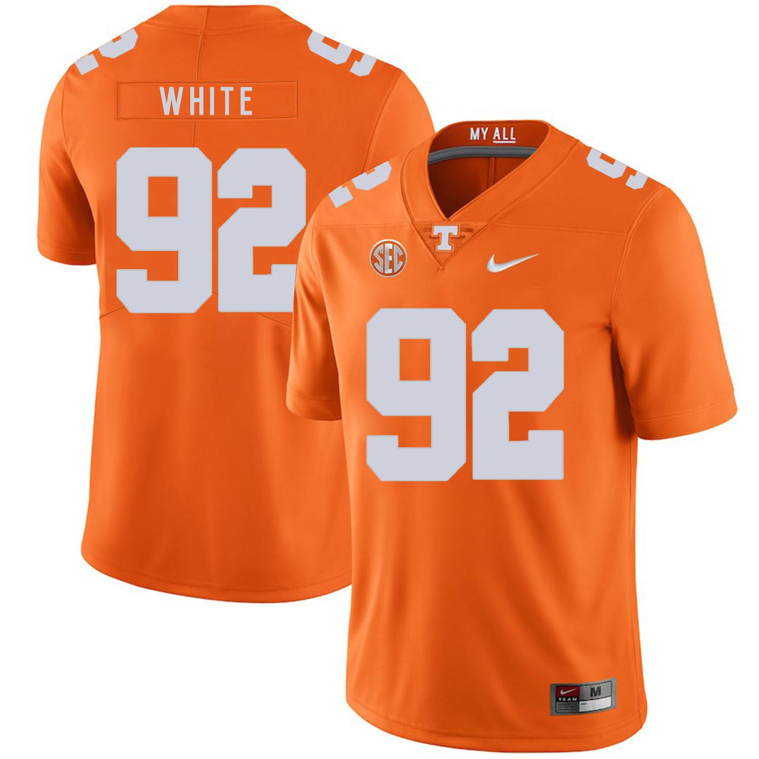 Men Tennessee Volunteers 92 White Orange Customized NCAA Jerseys